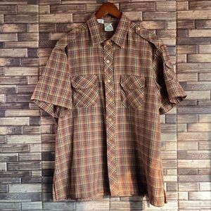 Vtg 70-80s Kennington Mens Thin Plaid Button Front Shirt XL Pocket Flaps